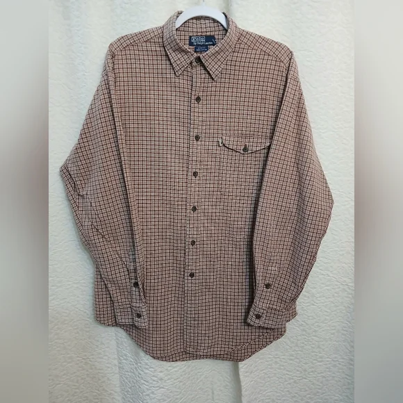 Ralph Lauren Men's Burgandy Checkered Button Down Shirt - Picture 1 of 4